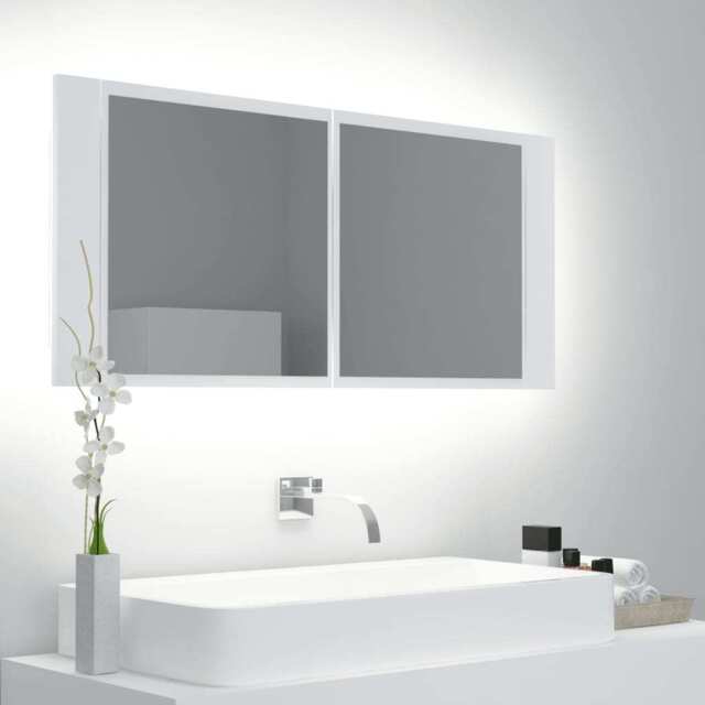 Led Bathroom Mirror Cabinet White 100x12x45 Cm Acrylic Vidaxl