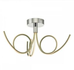 Kohlson Stylish 3 Arm Led Semi Flush Ceiling Light In Chromeand Gold