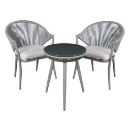 Dellonda Echo 3 Piece Aluminium Balcony Set With Tempered Glass Top -