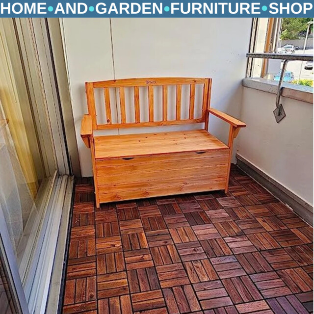 Garden Storage Bench 2-seater With Underneath Seat High Back &