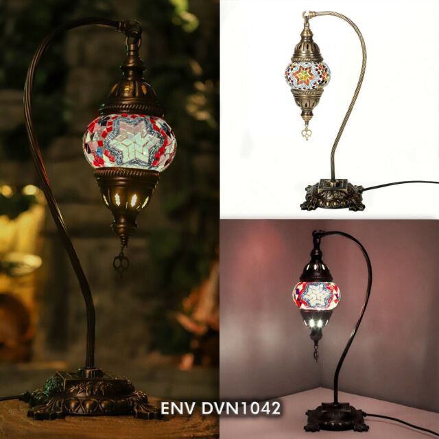 Handmade Swan Neck Mosaic Table Lamp Turkish Moroccan Colorful Tiffany