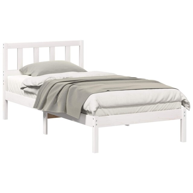 Bed Frame With Headboard Solid Pine Wood Platform Modern Bedroom