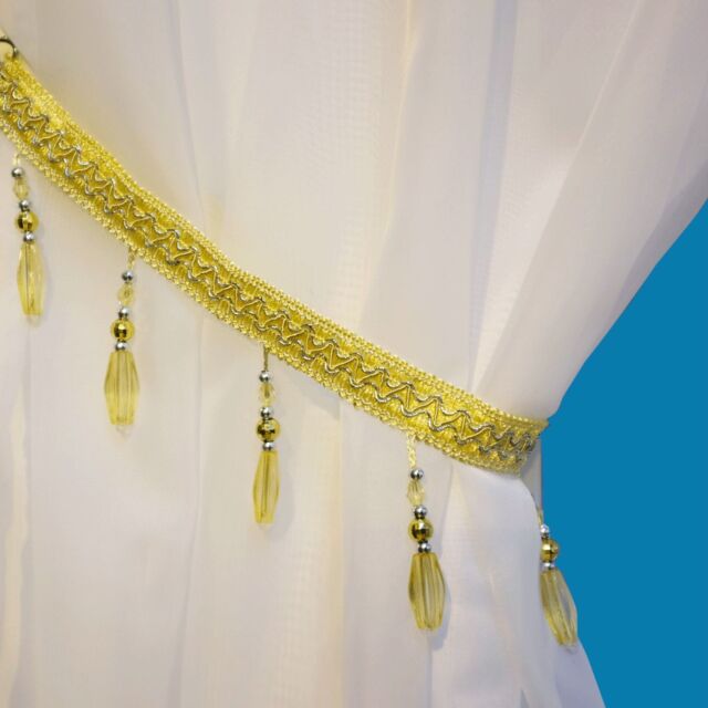Voile Swags Crystal Beaded - All Colours - Pelmet Valance - Net