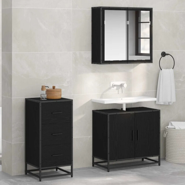 Sideboard Black Oak 35.5 X 35 X 76 Cm Engineered Wood Vidaxl