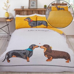 Hello Sausage Single Duvet Cover Set Reversible Dog Lovers Bedding