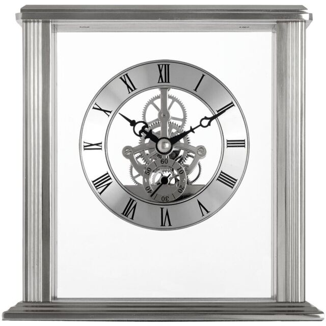 Acctim Vermont Mantel Clock Quartz Polished Metal Floating Effect