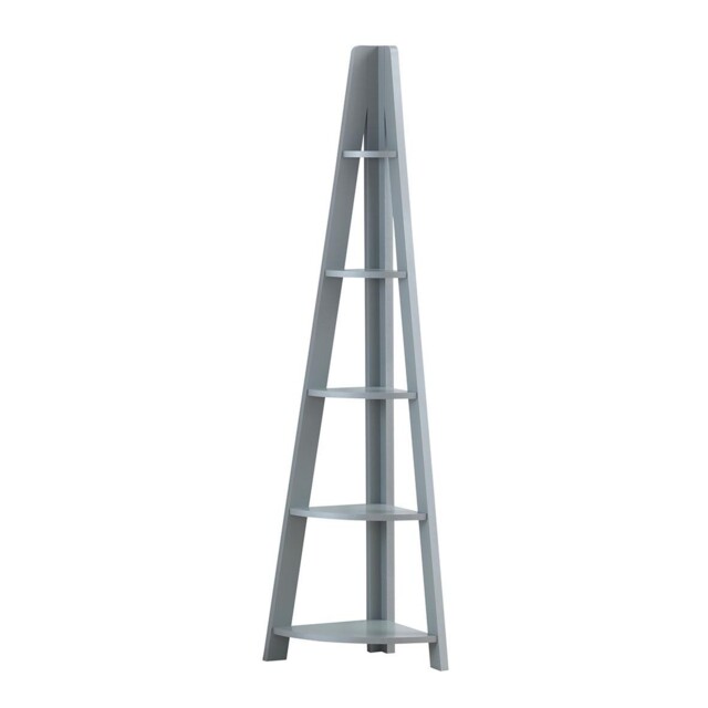 Ladder Bookcase Grey 5 Tier Shelf Desk Storage Display Shelving Unit