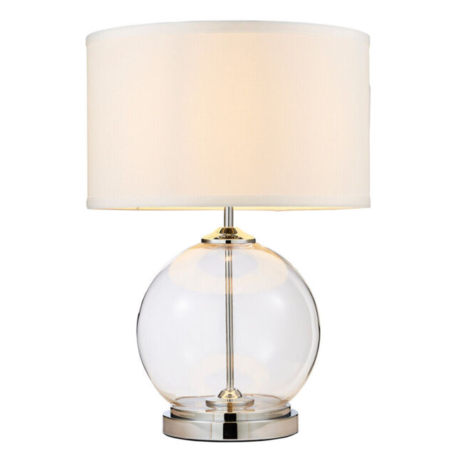 Litecraft Small Or Large Rhonda Table Lamp Glass Base With White Shade