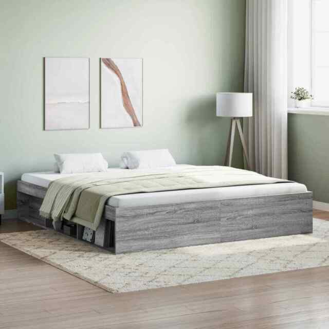 Bed Frame Grey Sonoma 180x200 Cm Super King Size Vidaxl