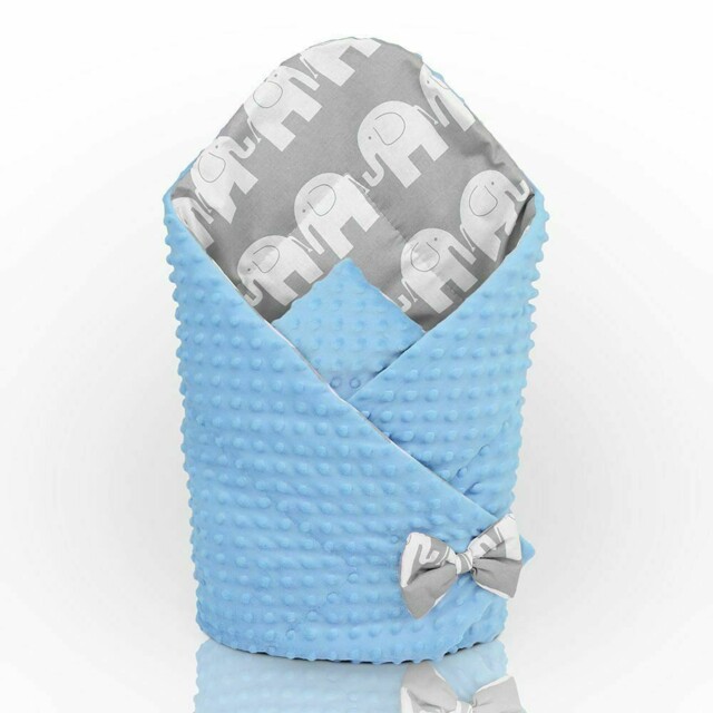 Baby Swaddle Wrap Newborn Dimple Infant Bedding Blue Elephants