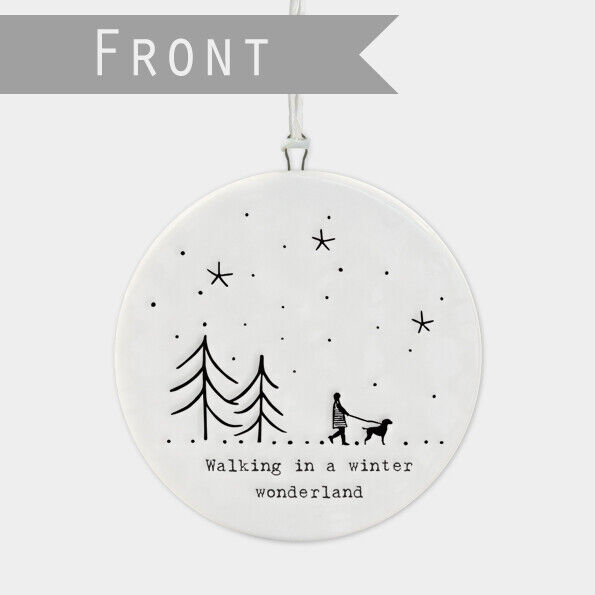 East Of India Flat Porcelain Bauble Winter Wonderland Christmas