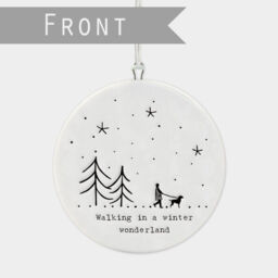 East Of India Flat Porcelain Bauble Winter Wonderland Christmas