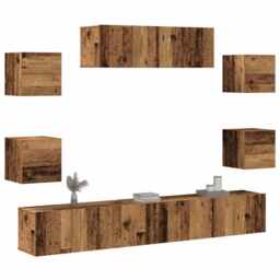 7 Piece Tv Cabinet Set Wall-mounted Old Wood Engineered Wood Vidaxl
