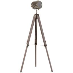 Vintage Tripod Floor Lamp Wooden Searchlight W/ Adjustable Height,
