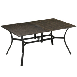Outsunny Garden Table With Parasol Hole For Patio, Deck, Brown, 150 X