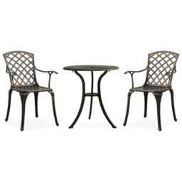 3 Piece Bistro Set Bronze Bistro Outdoor Balcony Patio Table Chair