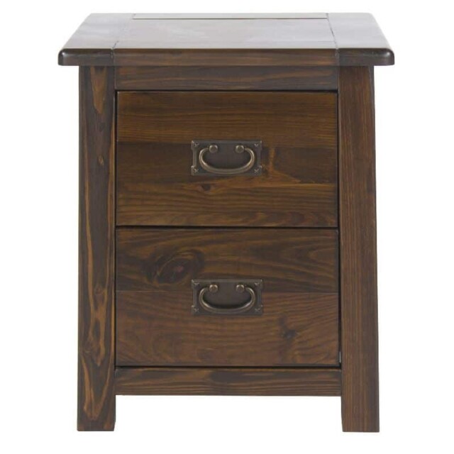 Boston Bedside Cabinet 2 Drawers Dark Wood Storage Durable Classic