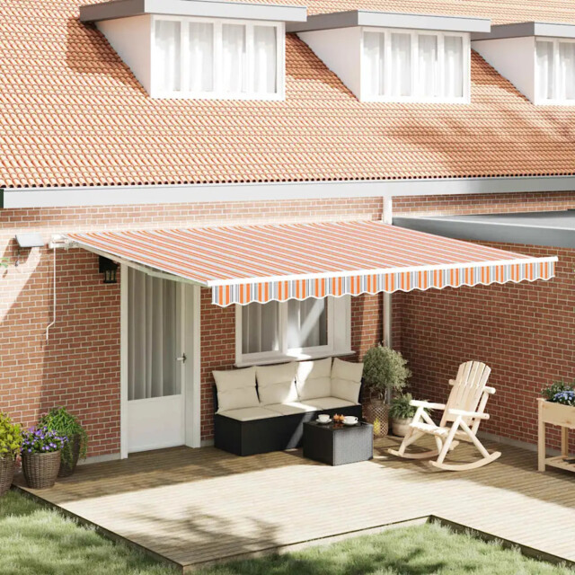 Retractable Awning With Manual 450 X 300 Cm Multicolour Vidaxl