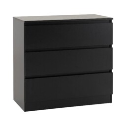 Malvern 3 Drawer Chest In Black Finish Recessed Handles