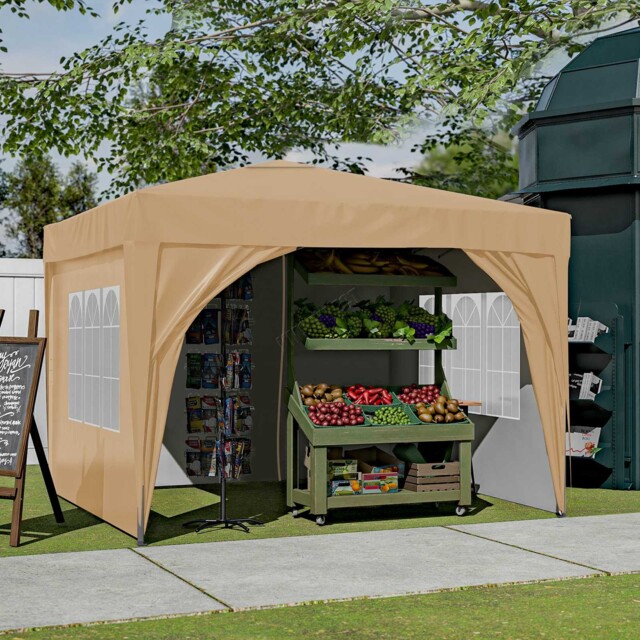 Pop Up Gazebo 3x3m Awning Canopy Party Tent Marquee 4 Sides Garden