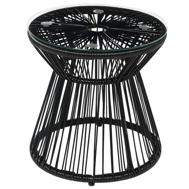 Outsunny Pe Rattan End Table, Round Hollow Drum Design Side Table,