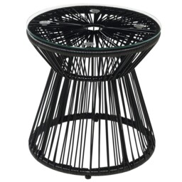 Outsunny Pe Rattan End Table, Round Hollow Drum Design Side Table,