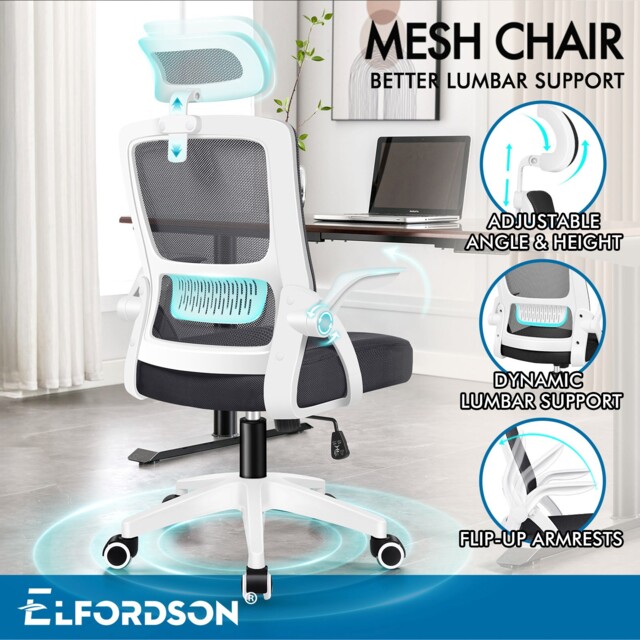 Elfordson Mesh Office Chair Executive Fabric Gaming Seat Racing Tilt