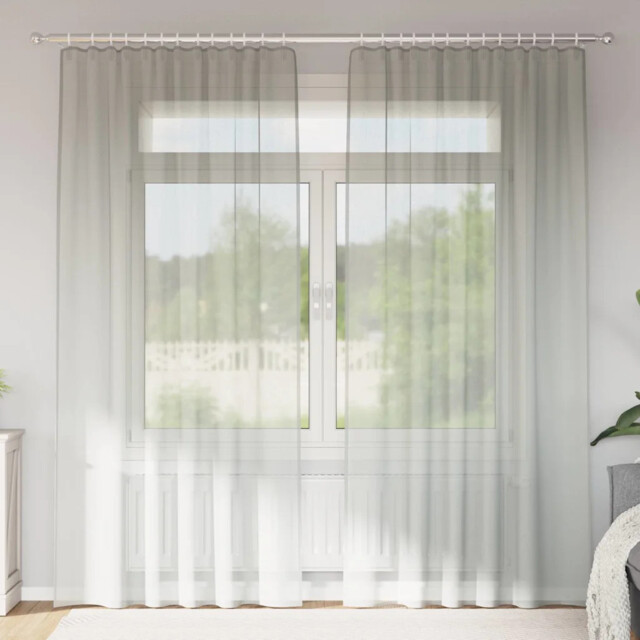 Voile Curtains With Rod Pockets 2 Pcs Light Grey Vidaxl