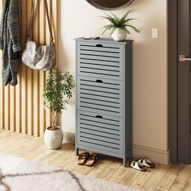 Bergen Three Tier Shoe Cabinet Grey