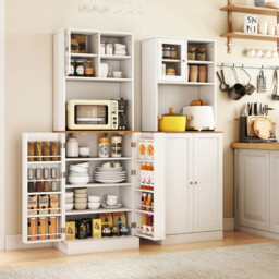 Kitchen Larder Unit Tall Storage Cupboard Modern White Pantry Cabinet