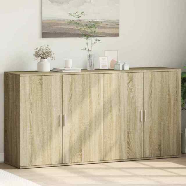 Sideboards 2 Pcs Sonoma Oak 79x38x80 Cm Engineered Wood Vidaxl