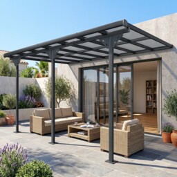 Outdoor Patio Wall-mounted 4.35 X 3(m) Gazebo Pergola, Aluminum Post,