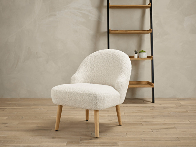 Ted Chair Soft White Cushioned Occasional Seat Boucle