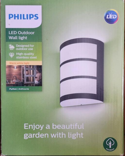 Philips Led Outdoor Wall Light - Python Anthracite - Warm White Light
