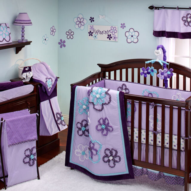 Purple Harmony 9 Pc. Crib Bedding Set By Nojo Newborn Baby Girl Gift