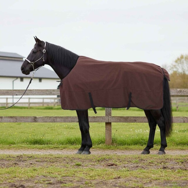Horse Blanket Full 145cm Dark Brown Polyester Winter Outdoor Warm