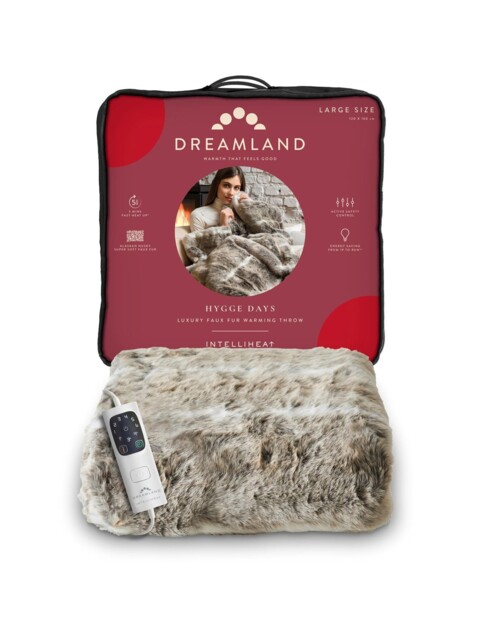 Dreamland Hygge Days Luxury Faux Fur Warming Throw - Alaskan Husky