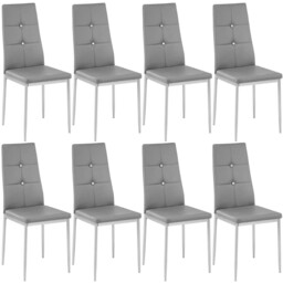 Tectake 402542 Grey Dining Chairs With Rhinestones Gre - Set Of 8