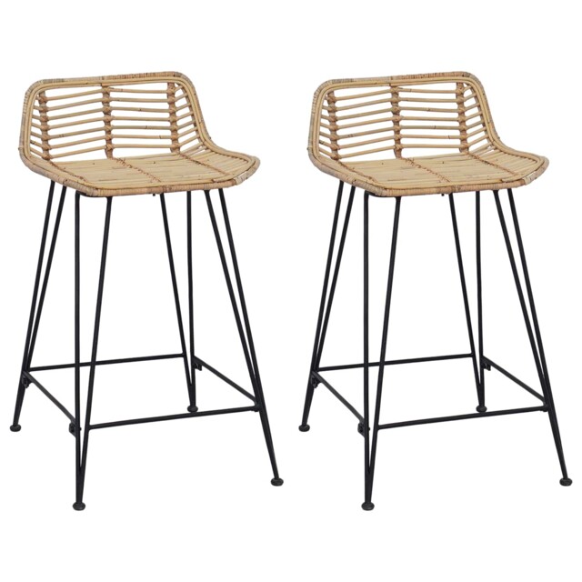 Bar Stool 2 Pcs Rattan And Steel Modern Seating Home Furniture Dining