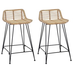 Bar Stool 2 Pcs Rattan And Steel Modern Seating Home Furniture Dining