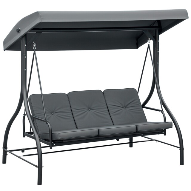 Outsunny 3 Seater Canopy Swing Chair Porch Hammock Bed Rocking Bench