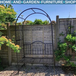 Garden Bench 2-seater Powder Coated W/ Rose Trellis & Arbour Pergola