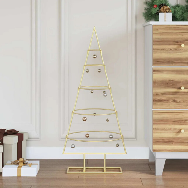 Metal Christmas Tree With Stand Gold 90 Cm Powder-coated Steel Vidaxl