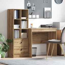 Desk 125.5x50x127cm Artisan Oak Engineered Wood 2-drawer With