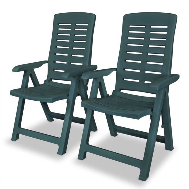 Reclining Garden Chairs 2 Pcs Plastic Green Vidaxl