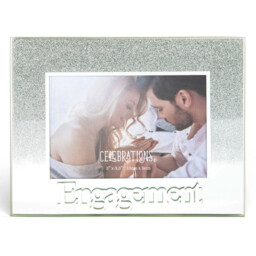 Celebrations Engagement Silver Glitter Glass Frames Standing Strut