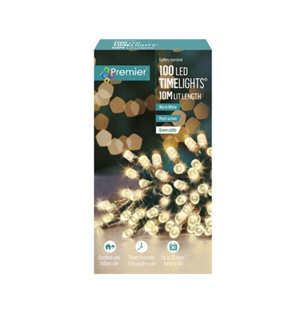 Premier Decorations 100 Multi-action Battery Operated Warm White Led