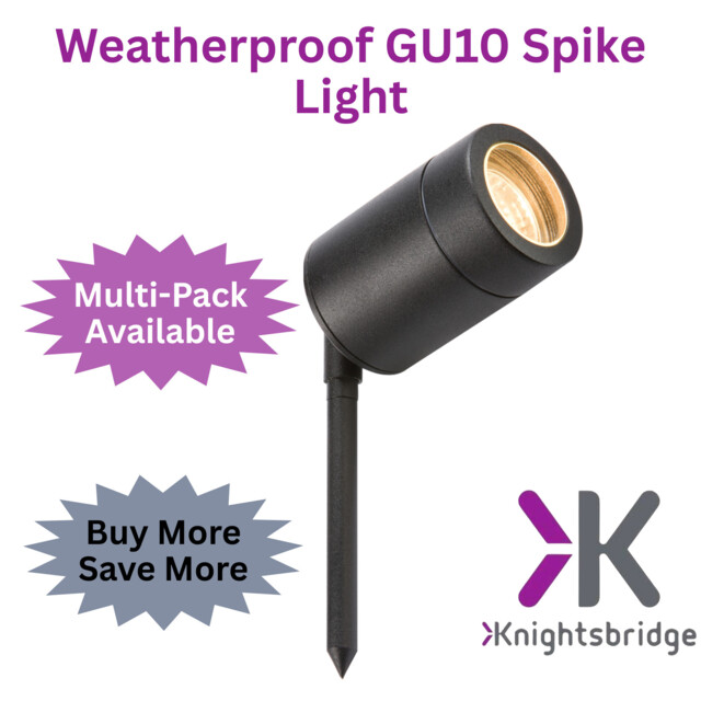 Ip65 Gu10 Garden Spike Spotlight Outdoor 230v Black Die Cast Aluminium