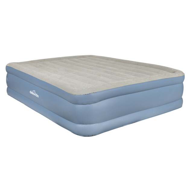 Dellonda Queen Inflatable High Raised Flocked Air Bed & Built-in