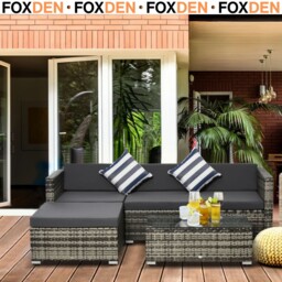 Rattan Garden Sofa Set, 4-seater Wicker Sectional For Garden 75l X 67w